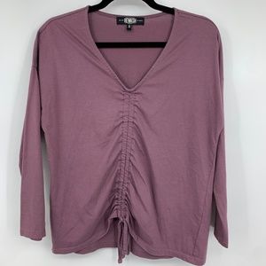 Rewash‎ medium blouse popover ruched up front stretch casual cropped